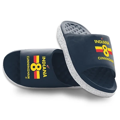 Unisex ISlide Sophie Cunningham Navy Indiana Fever Stacked Motive Slide Sandals