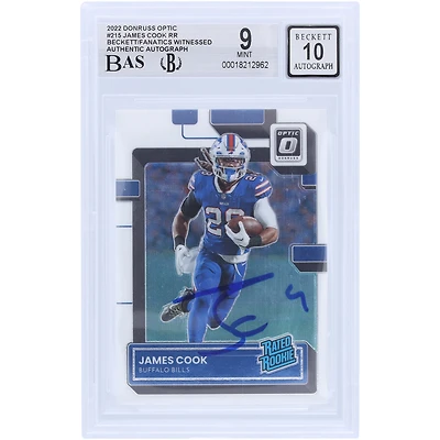 James Cook Buffalo Bills Autographed 2022 Panini Donruss Optic #215 Beckett Fanatics Witnessed Authenticated /10 Rookie Card