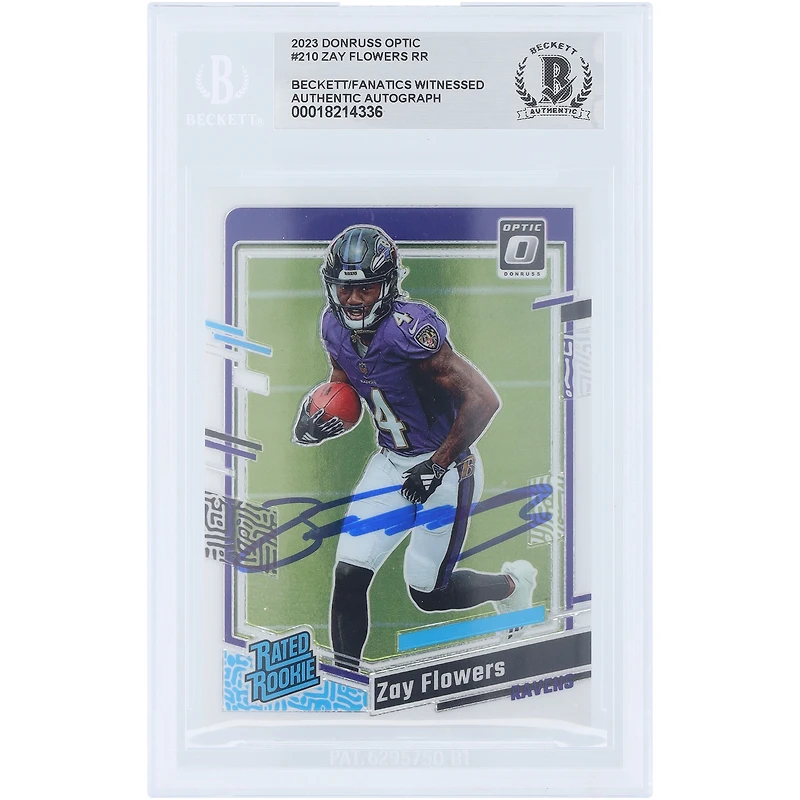 Zay Flowers Baltimore Ravens Autographed 2023 Panini Donruss Optic #210 Beckett Fanatics Witnessed Authenticated Rookie Card