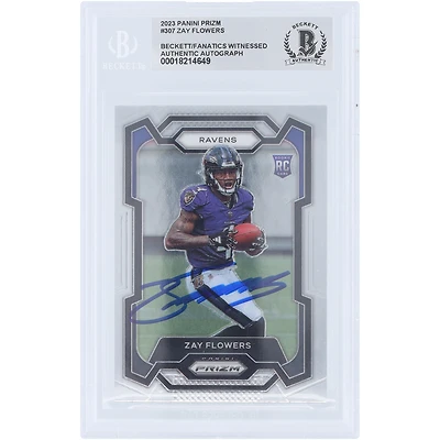 Zay Flowers Baltimore Ravens Autographed 2023 Panini Prizm #307 Beckett Fanatics Witnessed Authenticated Rookie Card