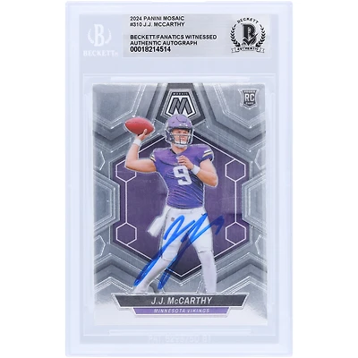 J.J. McCarthy Minnesota Vikings Autographed 2024 Panini Mosaic #310 Beckett Fanatics Witnessed Authenticated Rookie Card