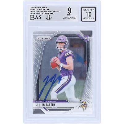 J.J. McCarthy Minnesota Vikings Autographed 2024 Panini Prizm #400 Beckett Fanatics Witnessed Authenticated 9/10 Rookie Card