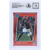 Ja'Marr Chase Cincinnati Bengals Autographed 2021 Panini Donruss Optic Red Stars #207 Beckett Fanatics Witnessed Authenticated 10 Rookie Card