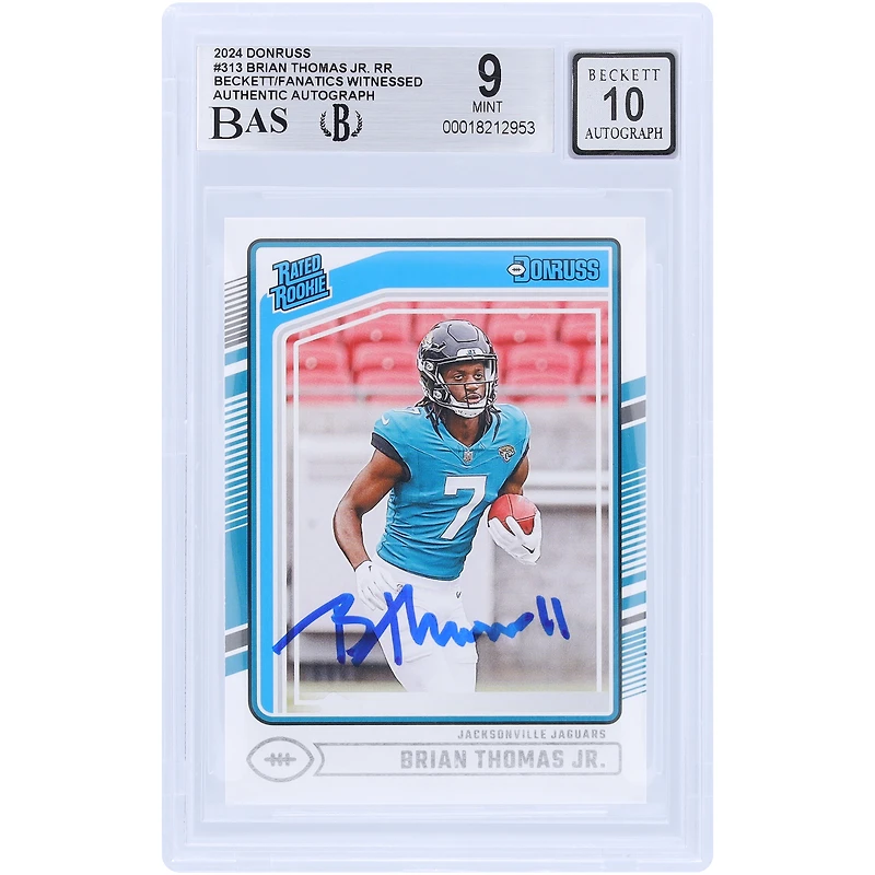 Brian Thomas Jr. Jacksonville Jaguars Autographed 2024 Panini Donruss #313 Beckett Fanatics Witnessed Authenticated 9/10 Rookie Card