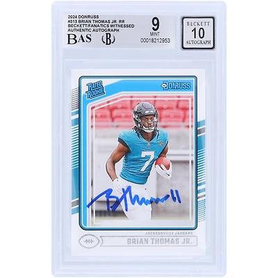 Brian Thomas Jr. Jacksonville Jaguars Autographed 2024 Panini Donruss #313 Beckett Fanatics Witnessed Authenticated 9/10 Rookie Card