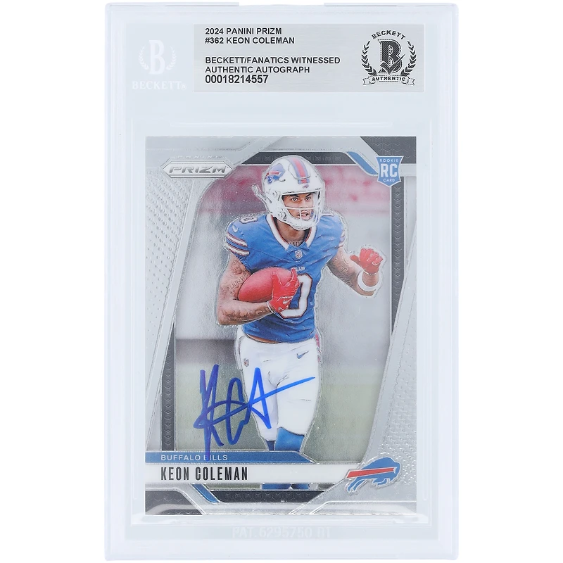 Keon Coleman Buffalo Bills Autographed 2024 Panini Prizm #362 Beckett Fanatics Witnessed Authenticated Rookie Card