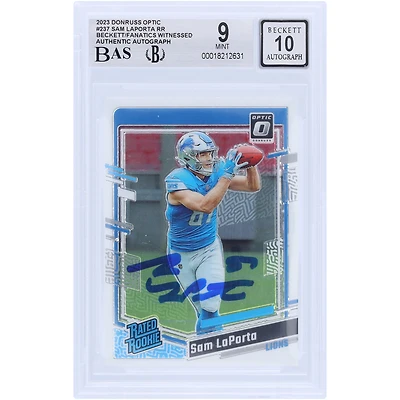 Sam LaPorta Detroit Lions Autographed 2023 Panini Donruss Optic #237 Beckett Fanatics Witnessed Authenticated /10 Rookie Card
