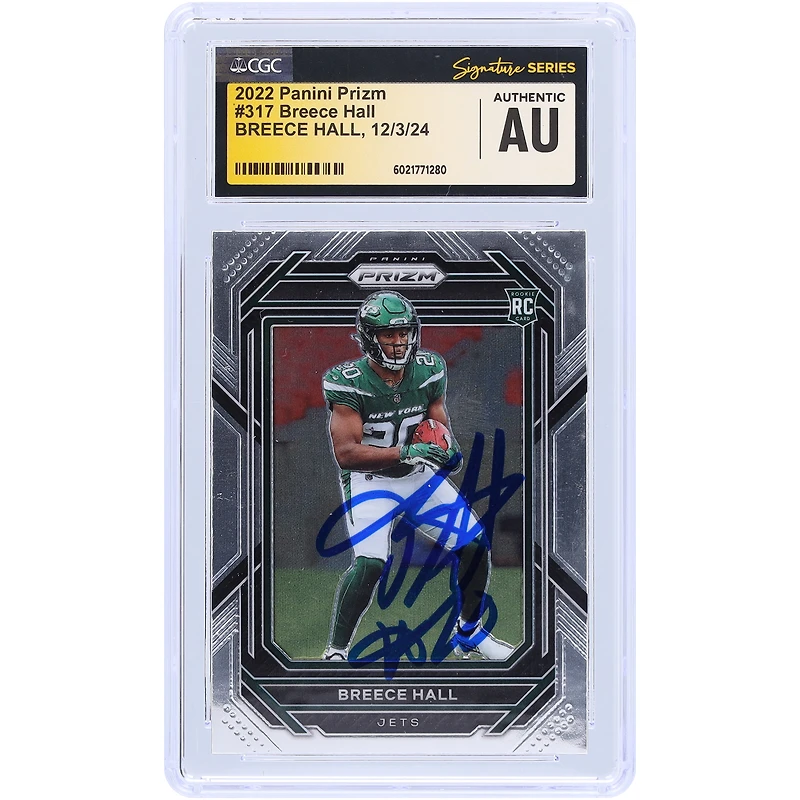 Breece Hall New York Jets Autographed 2022 Panini Prizm #317 CGC Authenticated Rookie Card