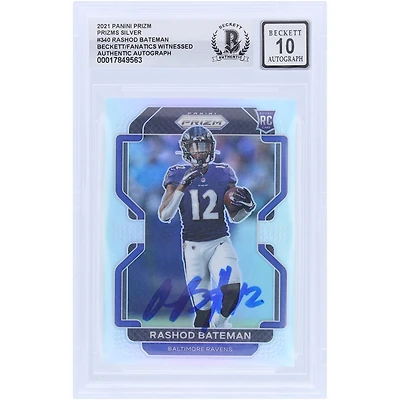 Rashod Bateman Baltimore Ravens Autographed 2021 Panini Prizm Silver #340 Beckett Fanatics Witnessed Authenticated 10 Rookie Card
