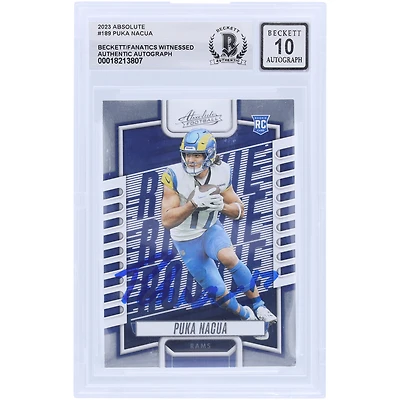 Puka Nacua Los Angeles Rams Autographed 2023 Panini Absolute #189 Beckett Fanatics Witnessed Authenticated /10 Rookie Card