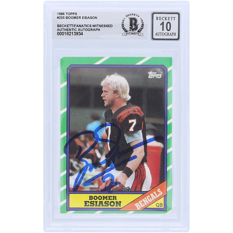 Boomer Esiason Cincinnati Bengals Autographed 1986 Topps #255 Beckett Fanatics Witnessed Authenticated 10 Rookie Card