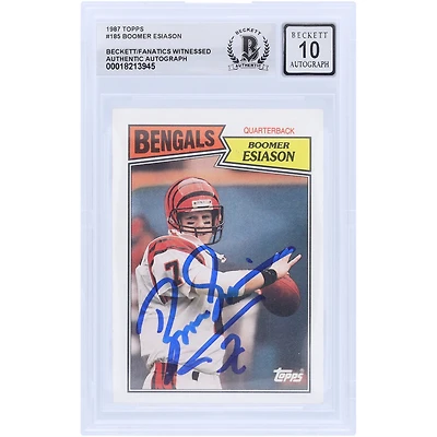 Boomer Esiason Cincinnati Bengals Autographed 1987 Topps #185 Beckett Fanatics Witnessed Authenticated 10 Card