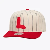 Unisex Mitchell & Ness  Cream Boston Red Sox Vintage Ground Melton Wool Pinstripe Adjustable Hat