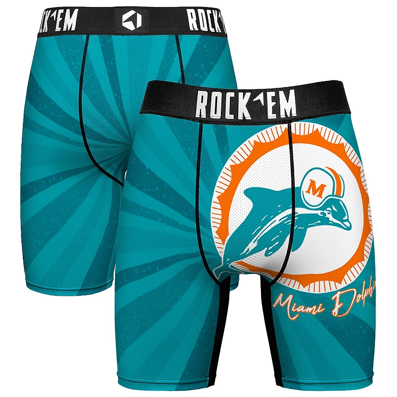 Men's Rock Em Socks Miami Dolphins Throwback Swirl Boxer Briefs