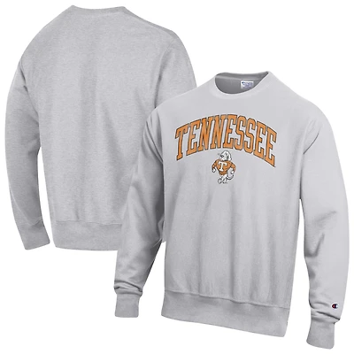 Men's Champion Gray Tennessee Volunteers Distressed Arch Over Logo Reverse Weave Crew Neck Sweatshirt
