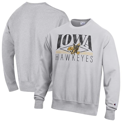 Men's Champion Gray Iowa Hawkeyes Retro Rhombus Reverse Weave Fleece Sweatshirt