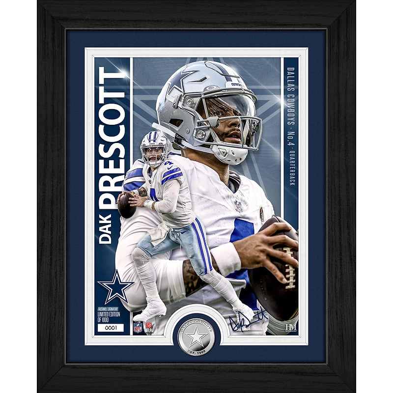 Highland Mint Dak Prescott Dallas Cowboys 13" x 16" Silver Coin Photo Mint