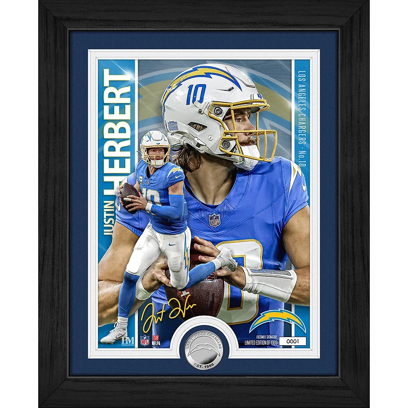 Highland Mint Justin Herbert Los Angeles Chargers 13" x 16" Silver Coin Photo Mint
