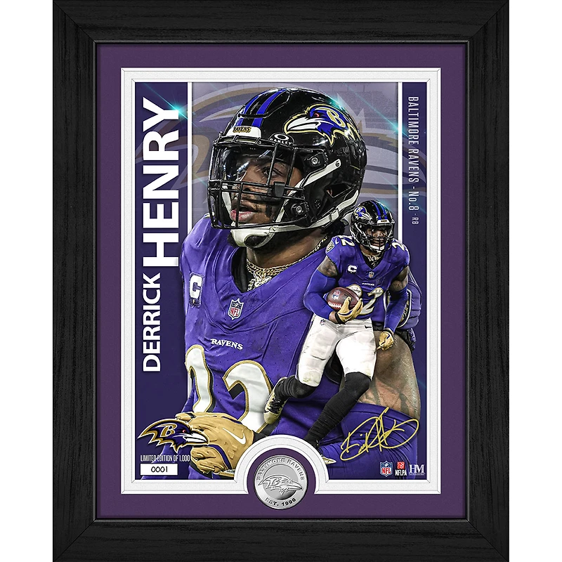 Highland Mint Derrick Henry Baltimore Ravens 13" x 16" Silver Coin Photo Mint