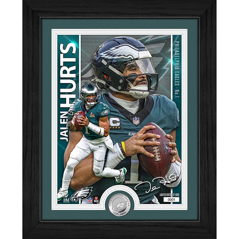 Highland Mint Jalen Hurts Philadelphia Eagles 13" x 16" Silver Coin Photo Mint