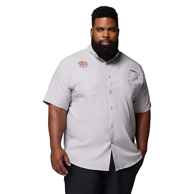 Men's Columbia  Gray LSU Tigers Big & Tall Tamiami Omni-Shade Button-Down Shirt