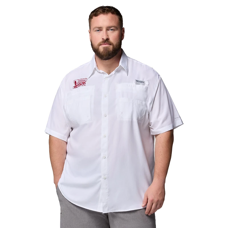 Men's Columbia  White Oklahoma Sooners Big & Tall Tamiami Omni-Shade Button-Down Shirt