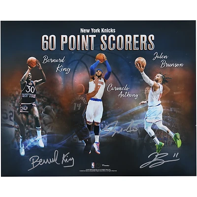 Carmelo Anthony, Jalen Brunson & Bernard King New York Knicks Autographed 16" x 20" Franchise 60-Point Scorers Collage