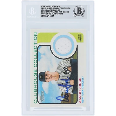 Aaron Judge New York Yankees Autographed 2022 Topps Heritage Clubhouse Collection Jersey Relic #CC-AJ Beckett Fanatics Witnessed Authenticated 10 Card