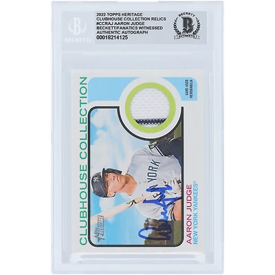Aaron Judge New York Yankees Autographed 2022 Topps Heritage Clubhouse Collection Pinstripe Relic #CCR-AJ Beckett Fanatics Witnessed Authenticated 10 Card