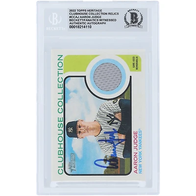 Aaron Judge New York Yankees Autographed 2022 Topps Heritage Clubhouse Collection Grey Relic #CC-AJ Beckett Fanatics Witnessed Authenticated 10 Card