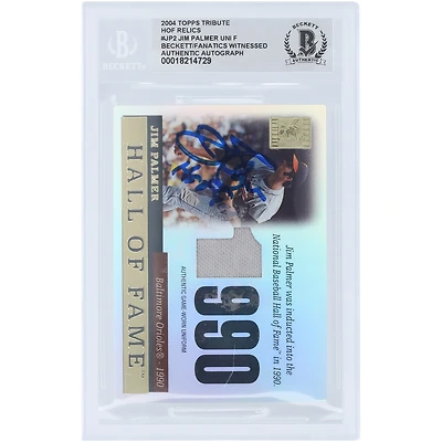 Jim Palmer Baltimore Orioles Autographed 2004 Topps Tribute Hall of Fame Grey Jersey Relic #TR-JP2 Beckett Fanatics Witnessed Authenticated Card with "HOF 90" Inscription