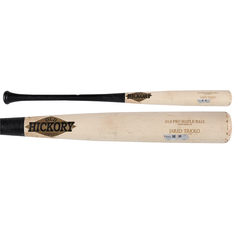 Jared Triolo Pittsburgh Pirates Game-Used Tan/Black Old Hickory Broken Bat vs. Kansas City Royals on July 7, 2025