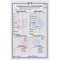 Washington Nationals Game-Used Lineup Card vs. Milwaukee Brewers on July 11, 2025