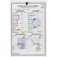 Pittsburgh Pirates Game-Used Lineup Card vs. Seattle Mariners on July 5, 2025