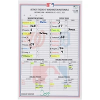 Washington Nationals Game-Used Lineup Card vs. Detroit Tigers on July 2, 2025 - Game One of Doubleheader
