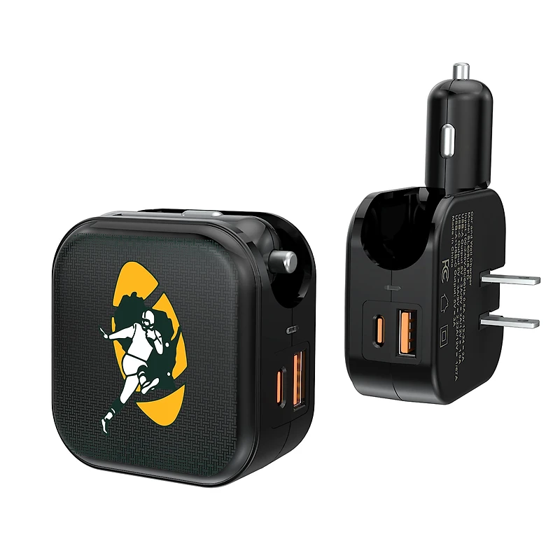 Keyscaper Throwback Green Bay Packers 2-in-1 USB A/C Charger