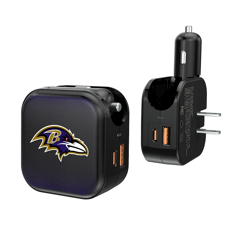 Keyscaper Baltimore Ravens 2-in-1 USB A/C Charger