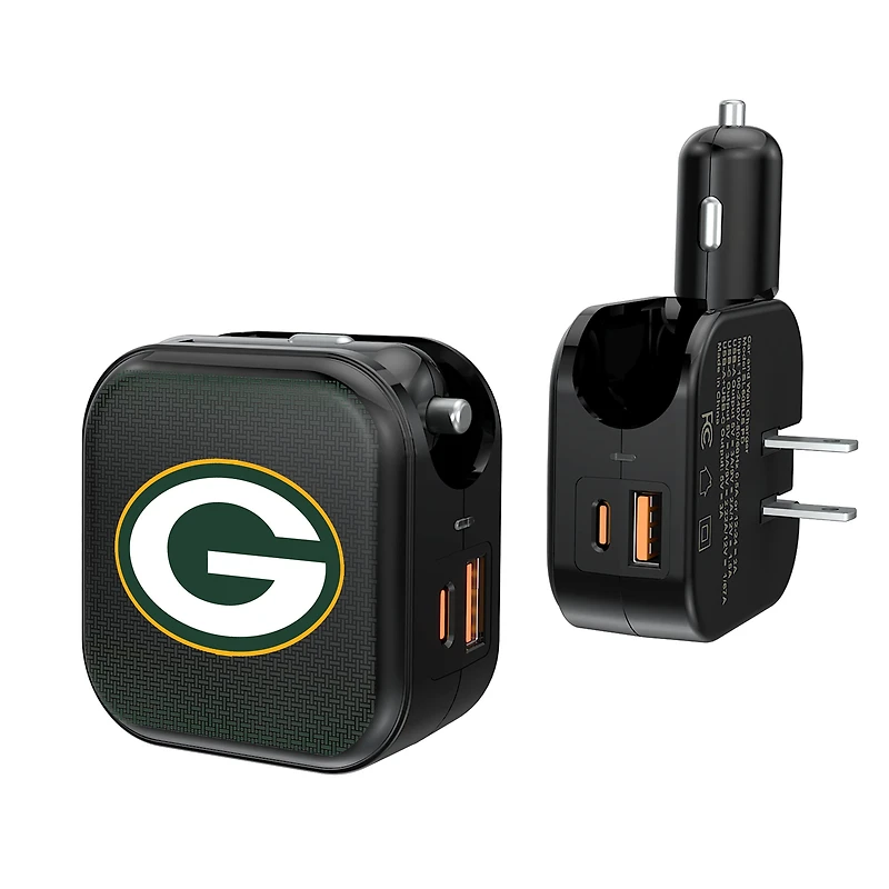 Keyscaper Green Bay Packers 2-in-1 USB A/C Charger