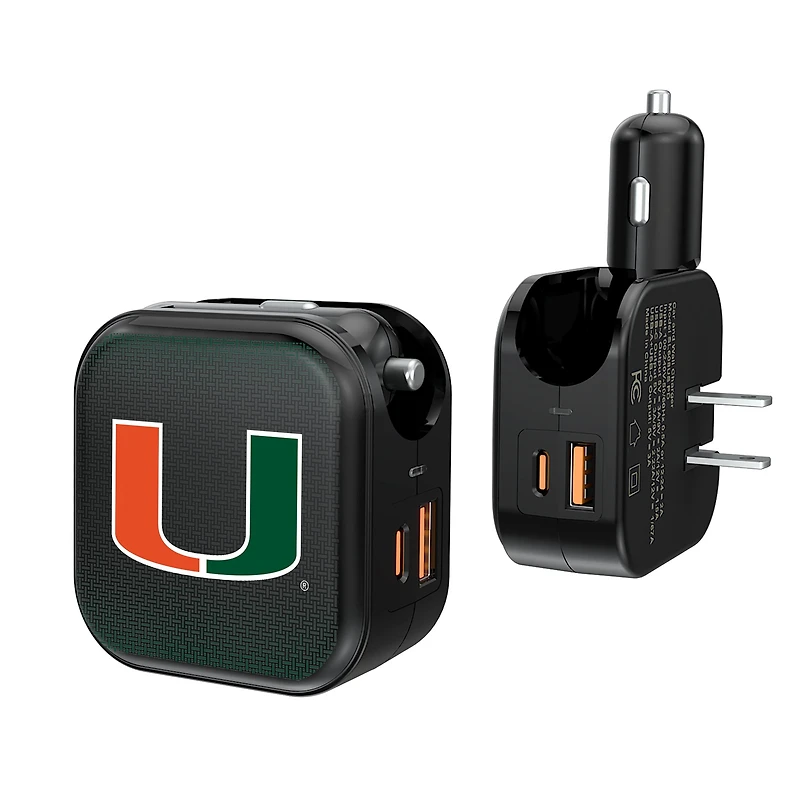 Keyscaper Miami Hurricanes 2-in-1 USB A/C Charger