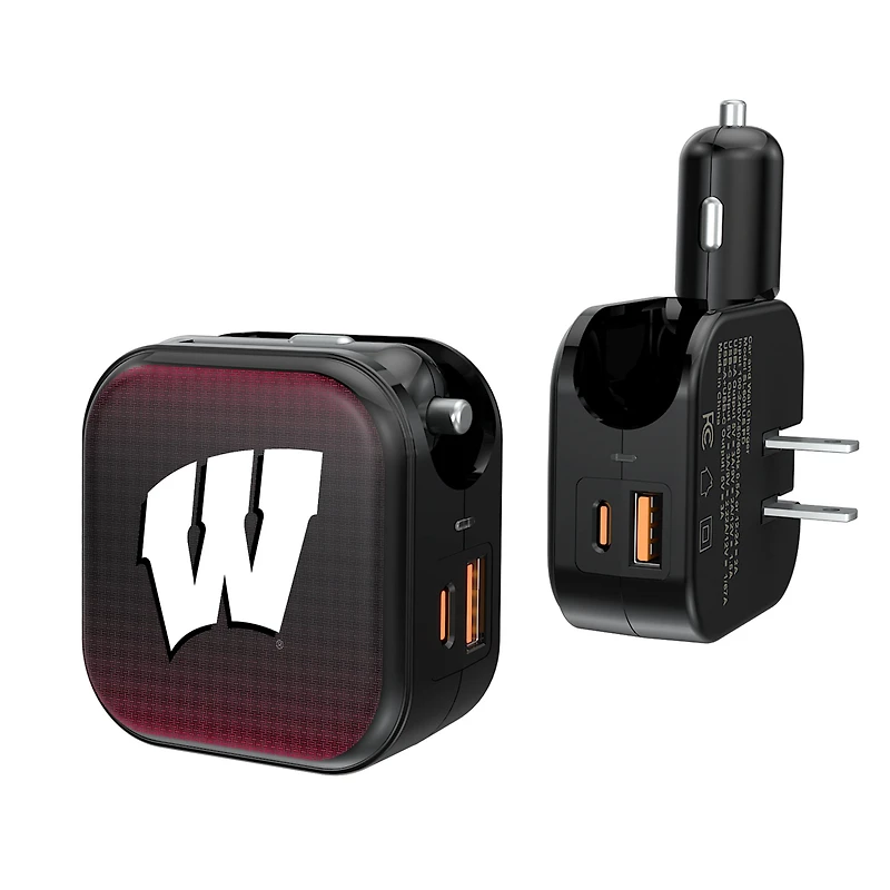 Keyscaper Wisconsin Badgers 2-in-1 USB A/C Charger