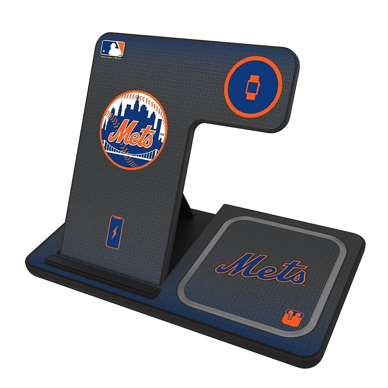 Keyscaper New York Mets Linen Print 3-in-1 Charging Station