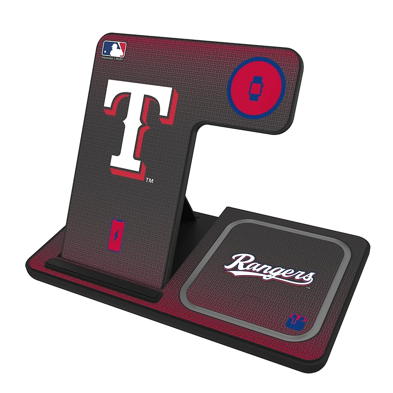 Keyscaper Texas Rangers Linen Print 3-in-1 Charging Station