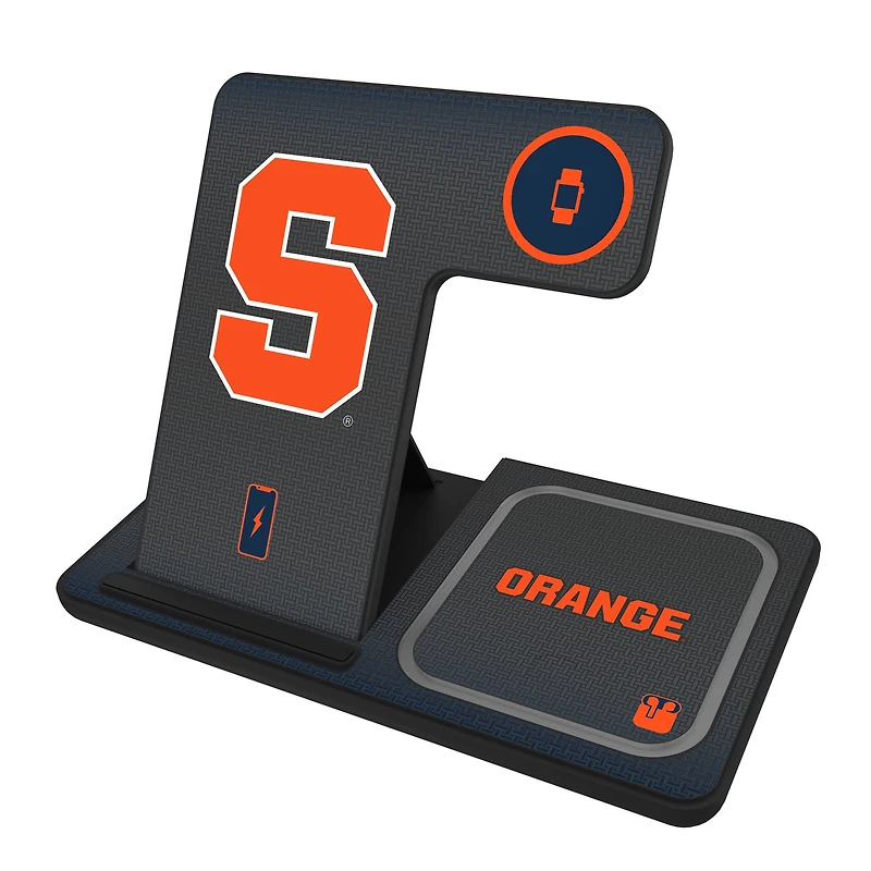 Keyscaper Syracuse Orange Linen Print 3-in-1 Charging Station