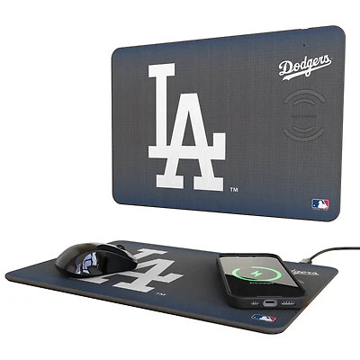Keyscaper Los Angeles Dodgers Linen Print 15W Fast Wireless Charger and Mouse Pad