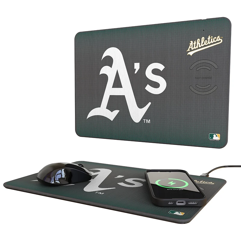 Keyscaper Athletics Linen Print 15W Fast Wireless Charger and Mouse Pad