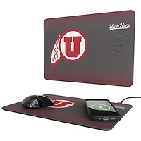 Keyscaper Utah Utes Linen Print 15W Fast Wireless Charger and Mouse Pad
