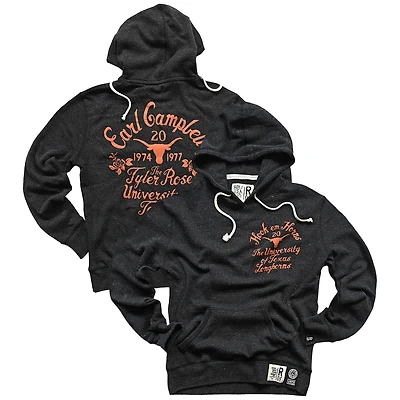 Men's Roots of Fight Earl Campbell Black Texas Longhorns Tyler Rose Name & Number Hoodie