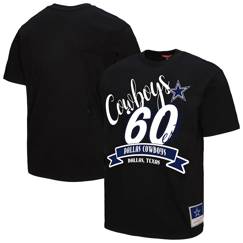 Women's Mitchell & Ness Black Dallas Cowboys Team Dynamic Boyfriend Mineral Wash T-Shirt