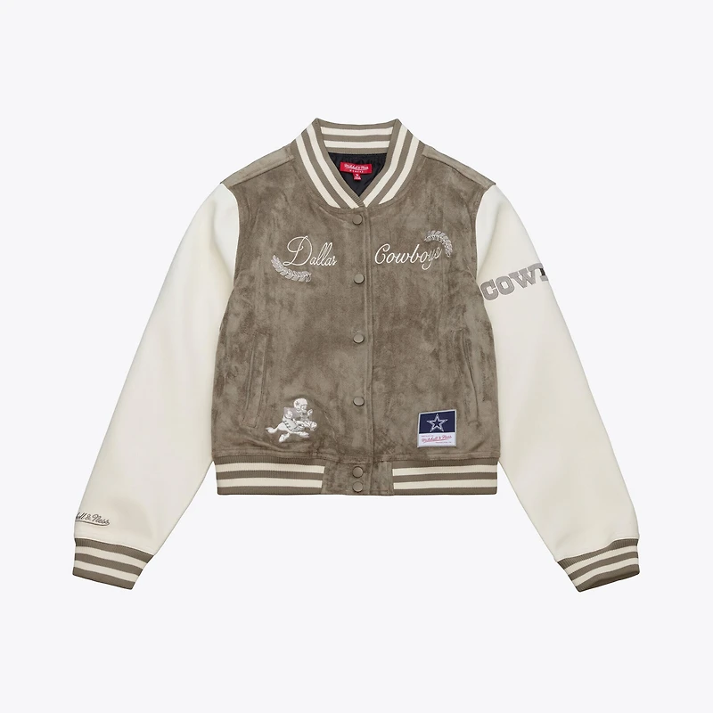 Women's Mitchell & Ness Cream Dallas Cowboys Full-Snap Varsity Jacket