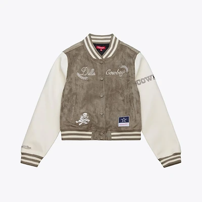 Women's Mitchell & Ness  Cream Dallas Cowboys Full-Snap Varsity Jacket